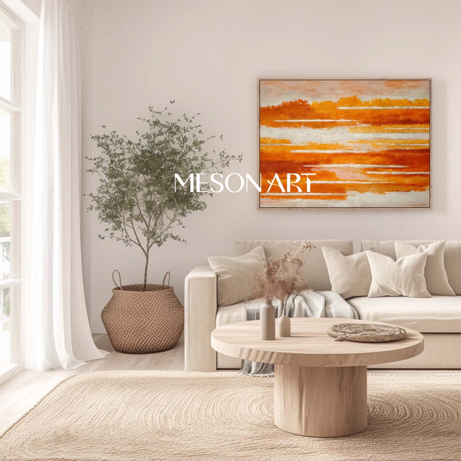 Contemporary Minimalist Autumn Colors Painting Large Textured Fall Wall Art