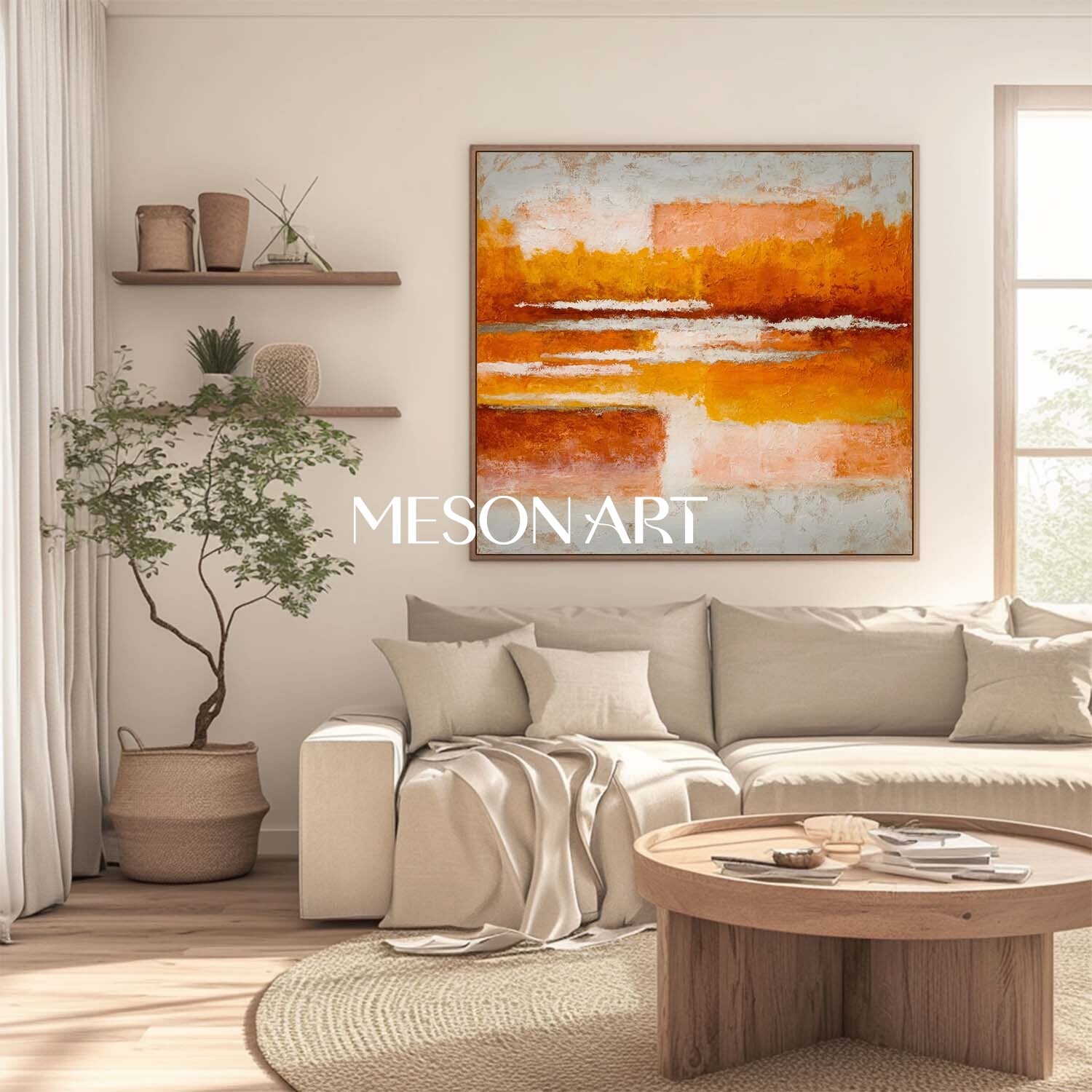 Abstract Fall Wall Art Autumn Color Large Textured Landscape Canvas