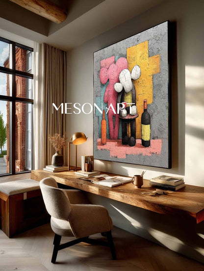 Large Grey pop abstract canvas art Grey red wine pop abstract texture wall decoration painting