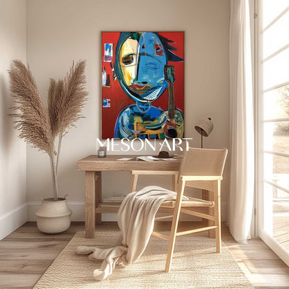 Guitarist Graffiti Abstract Canvas Art Picasso Original Graffiti Painting