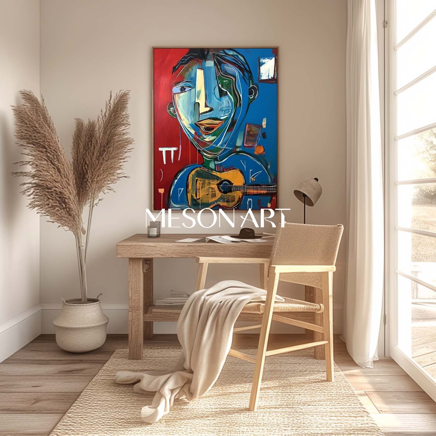 Guitarist Graffiti Abstract Canvas Art Picasso Original Graffiti Painting