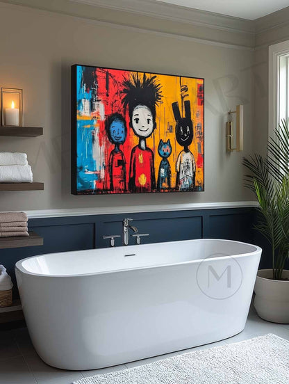 Cute children's graffiti abstract painting Cute graffiti abstract canvas wall art decoration