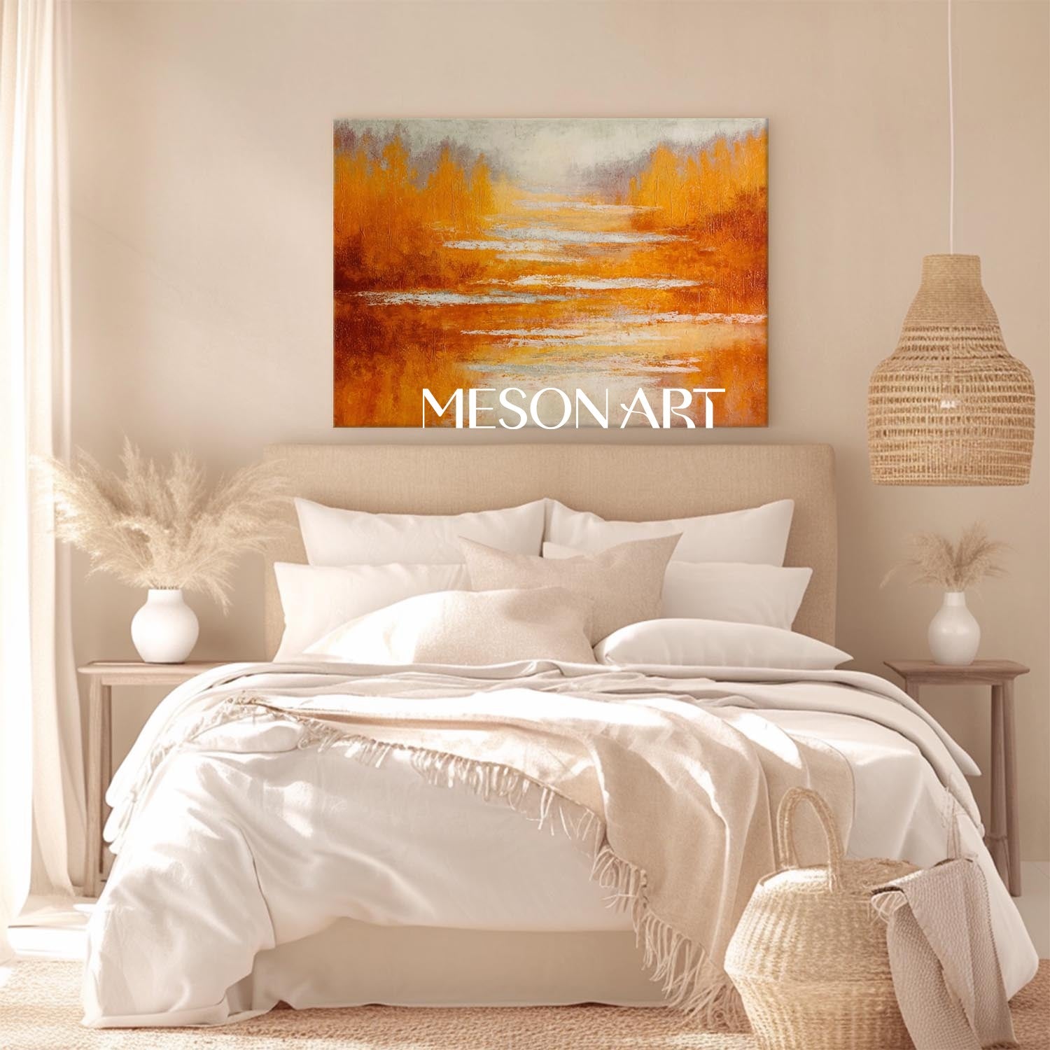 Autumn Wall Art Fall Colors Abstract Painting for Home Decor