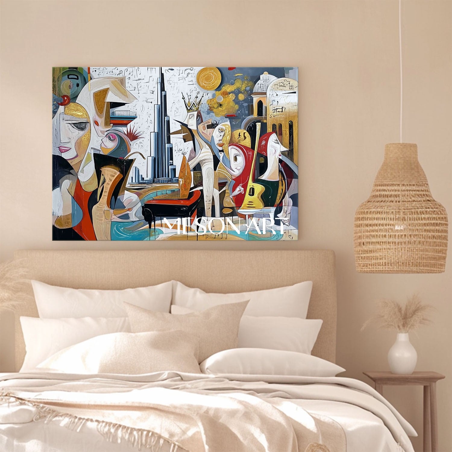 Cubism Picasso Inspired Abstract Painting Large Living Room Wall Decor