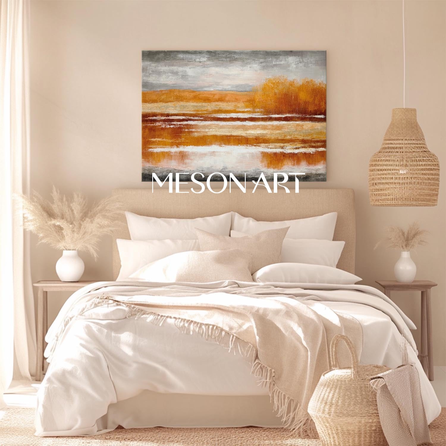 Fall Art Canvas Autumn Colors Abstract Painting for Living Room
