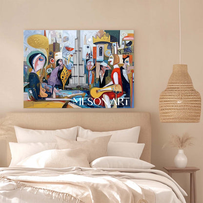 Picasso Style Cubist Figurative Painting Wall Art Decor for Restaurant