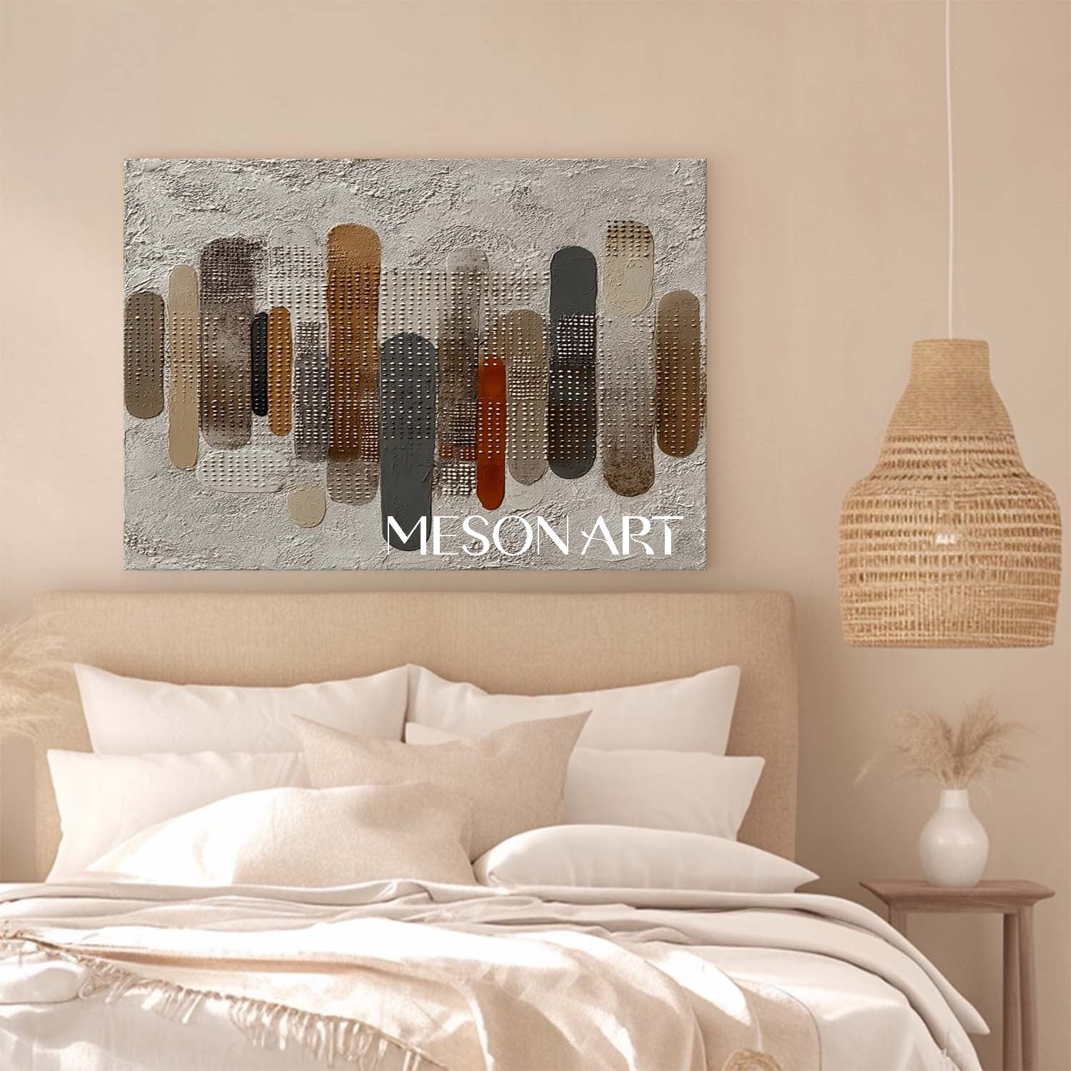 Large 3D Textured Fall Wall Art Wabi-Sabi Earthy Plaster On Sale