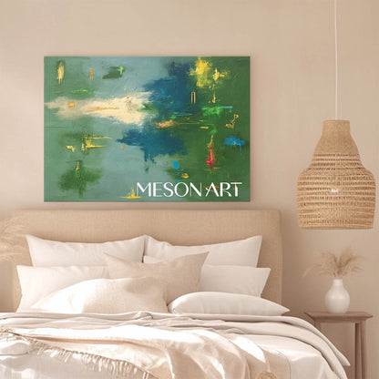 Teal Green Abstract Wall Art Large Textured Original Modern Painting