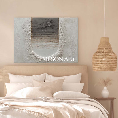 Handmade Modern Canvas Gray Painting Plaster Textured Abstract Wall Art