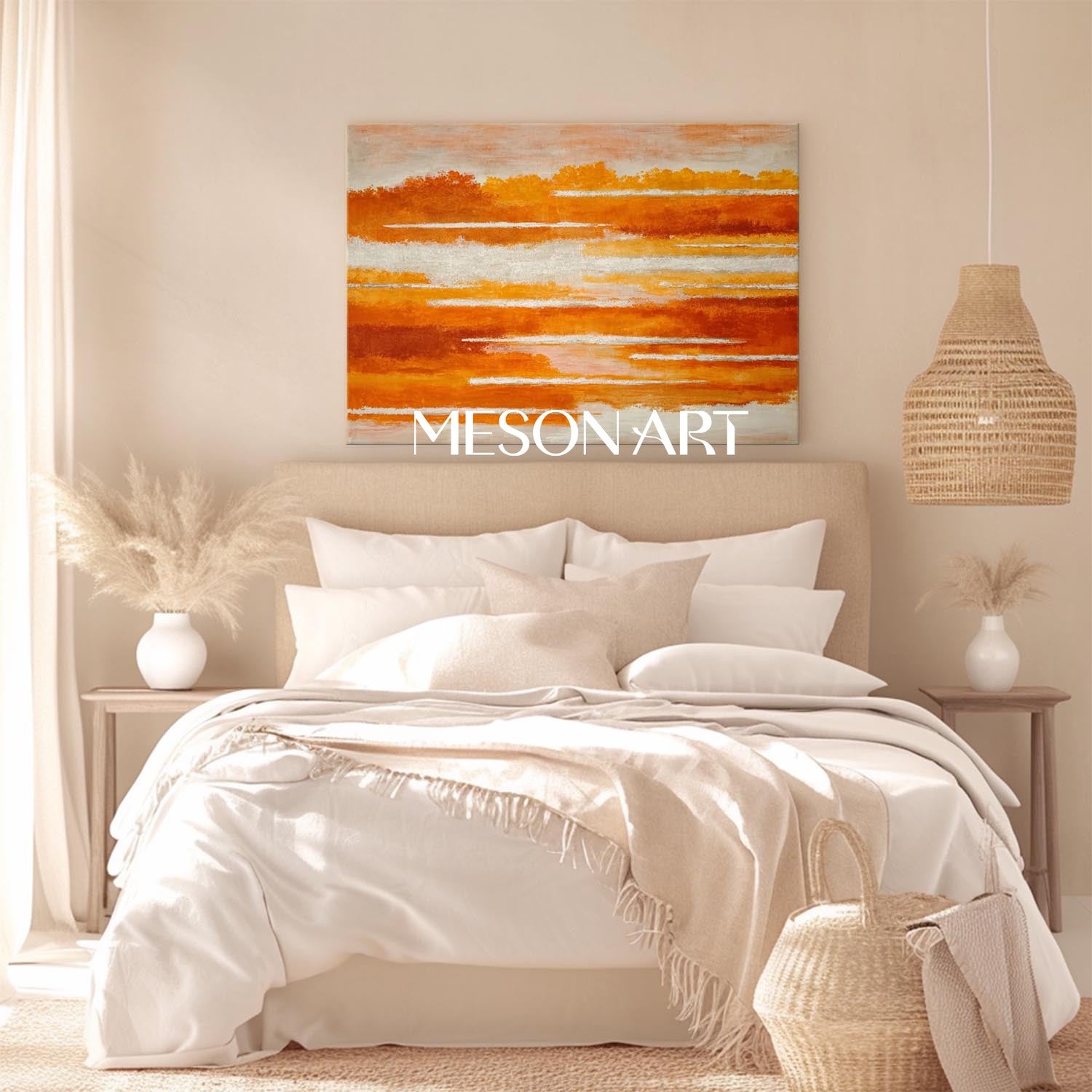 Contemporary Minimalist Autumn Colors Painting Large Textured Fall Wall Art