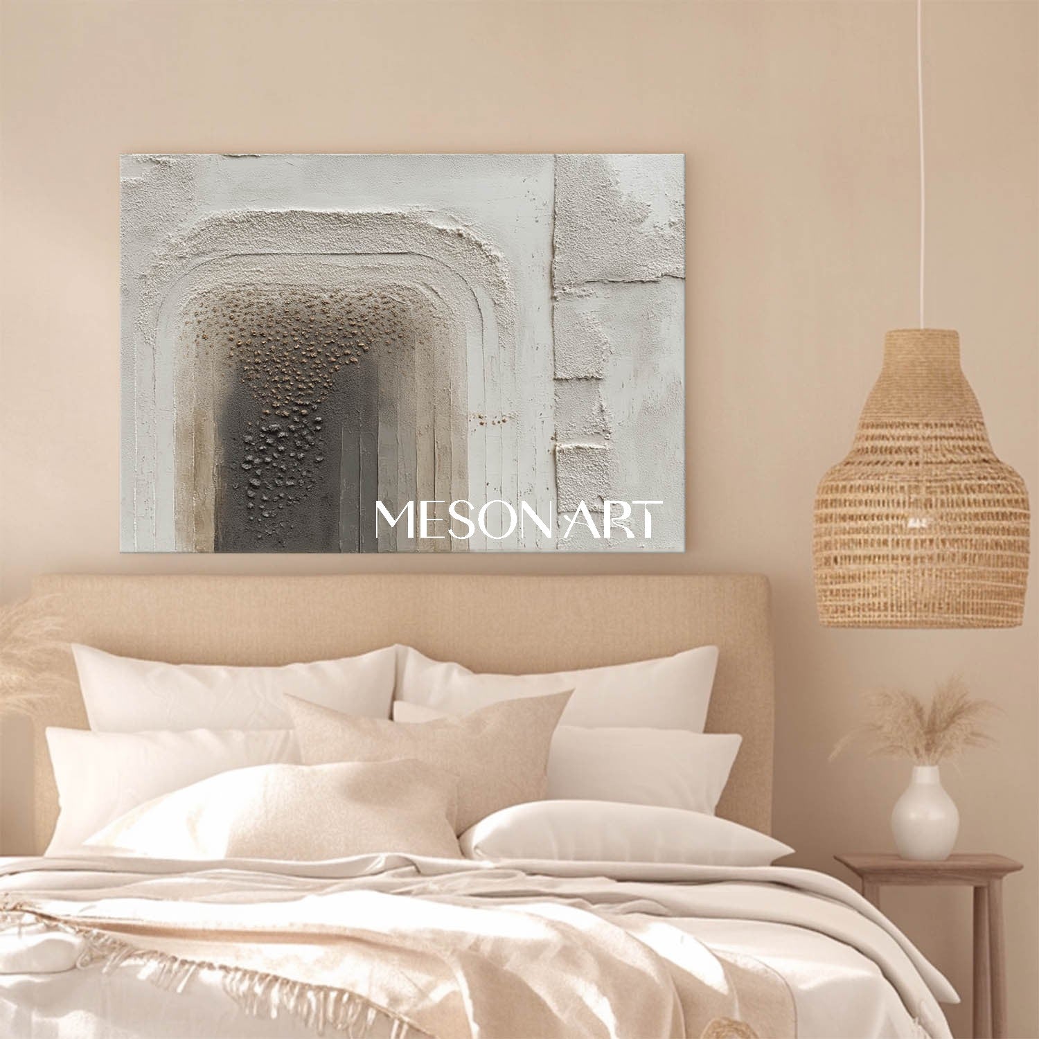 Wabi-Sabi Textured Wall Art Minimalist Handmade Painting Living Room