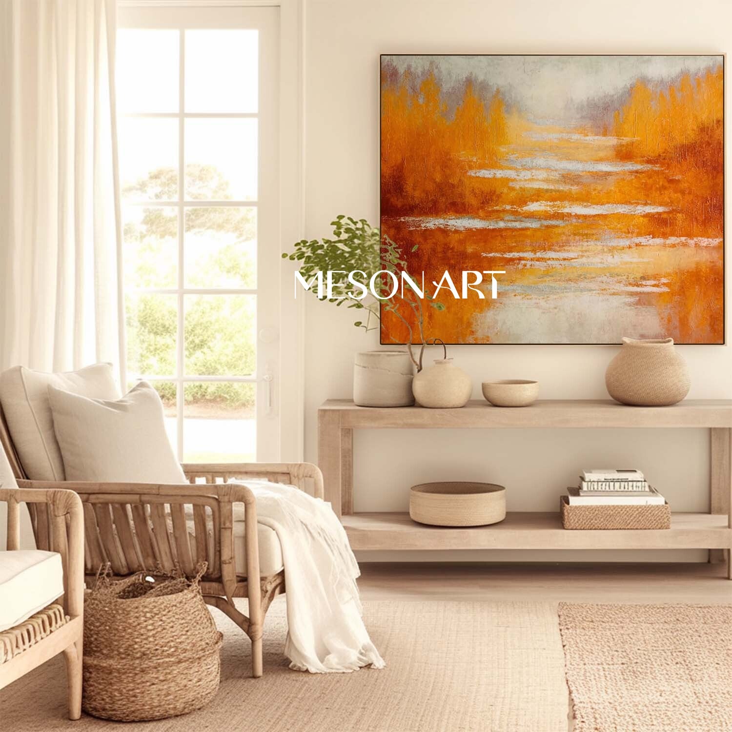 Autumn Wall Art Fall Colors Abstract Painting for Home Decor