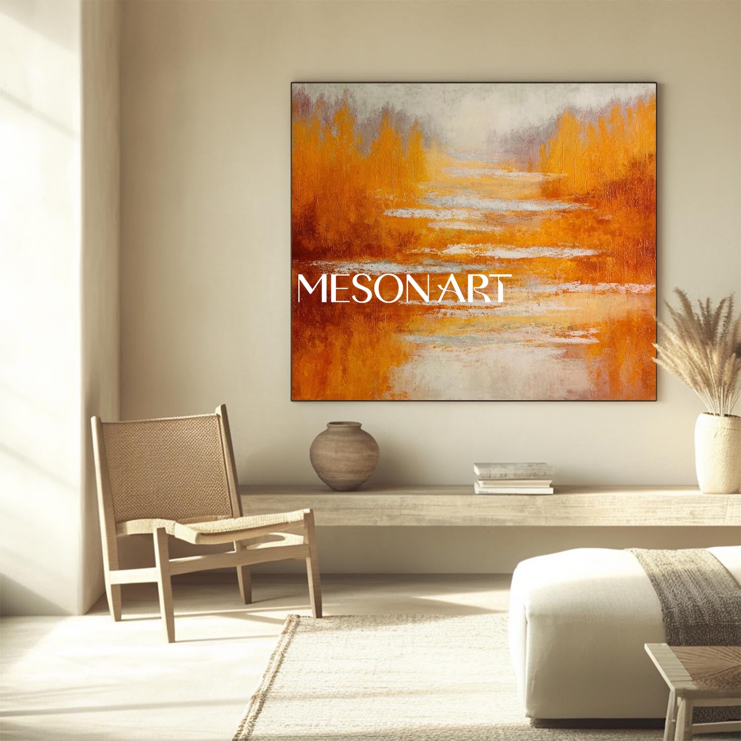 Autumn Wall Art Fall Colors Abstract Painting for Home Decor