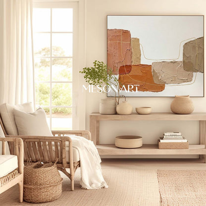 Terracotta Wall Art Earth Tone Abstract Art Southwestern Home Decor