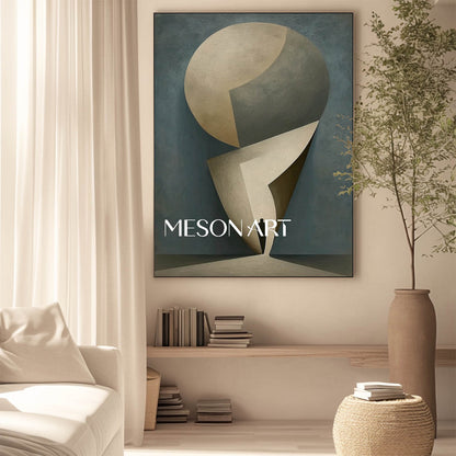 Contemporary Luxury Olive Gray Original Canvas Art Vertical Bedroom