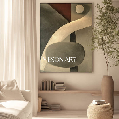 Warm Gray Abstract Textured Oil Painting Canvas Framed Art Entryway