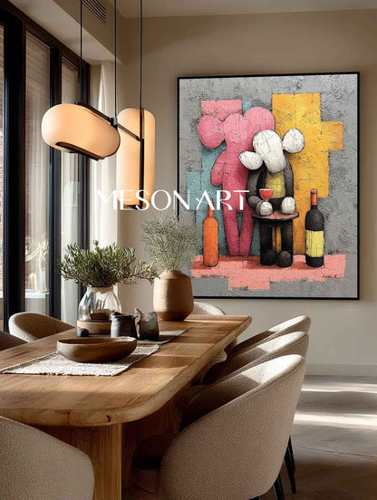 Large Grey pop abstract canvas art Grey red wine pop abstract texture wall decoration painting