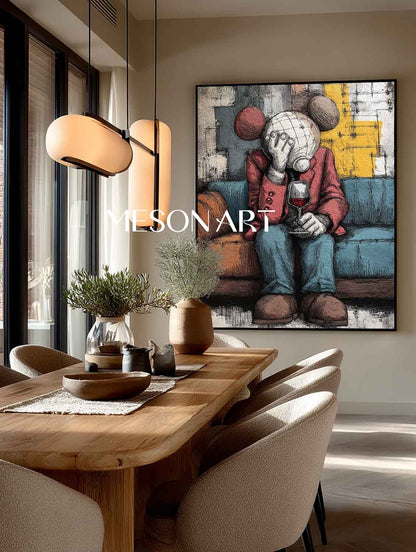 Drinking red wine modern abstract texture canvas wall art A person drinking red wine pop abstract art