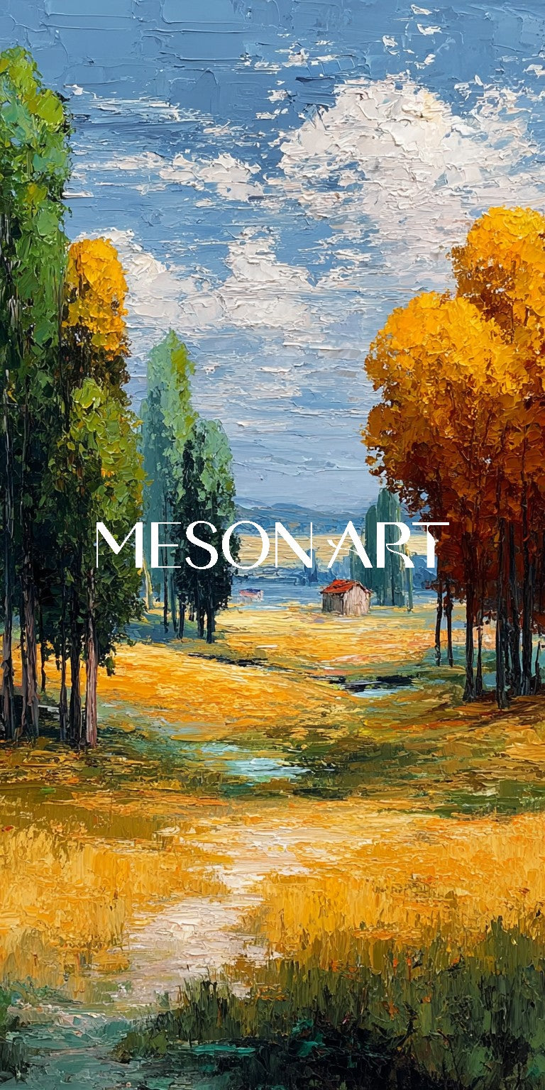 Large Fall Landscape Art Set of 2 Autumn Landscape Painting for Sale