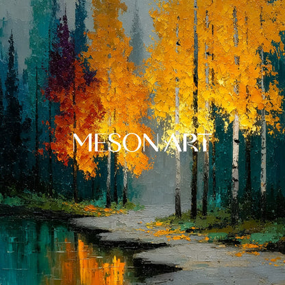 3-Piece Set of Autumn Landscape Canvas Art for Sale Autumn Landscape Textured Paintings