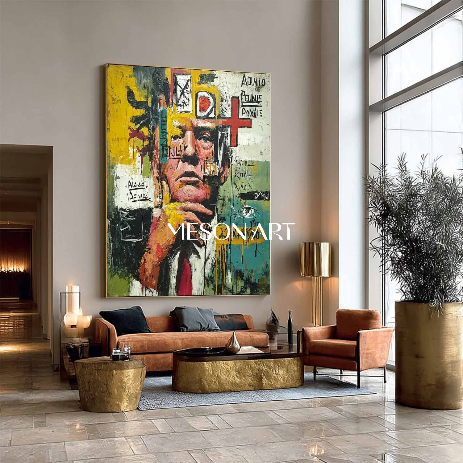 Buy Basquiat Style Abstract Portrait Painting Modern Graffiti Wall Art