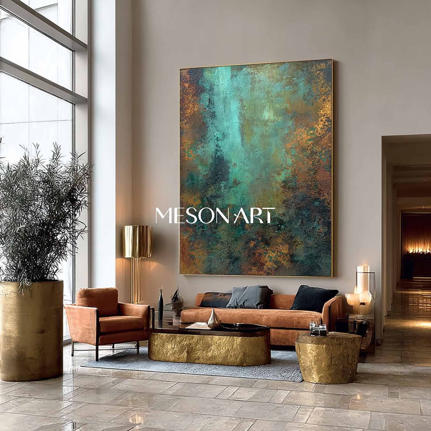 Bronze Abstract Canvas Art for Sale Bronze Living Room Wall Decor