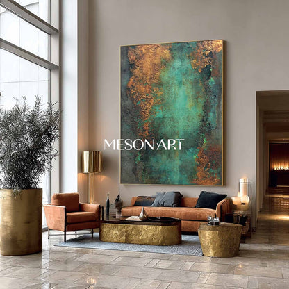 Bronze Abstract Painting for Sale – Bronze Textured Canvas Wall Art for Living Room