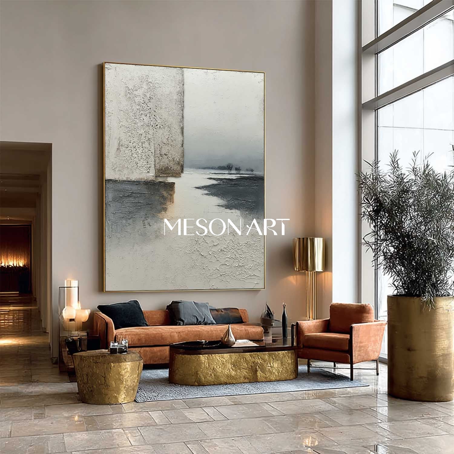 Extra Large Gray Minimalist Painting Minimalist Living Room Wall Decor