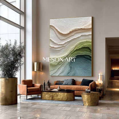 3D White Living Room Plaster Abstract Texture Canvas Wall Painting For Sale