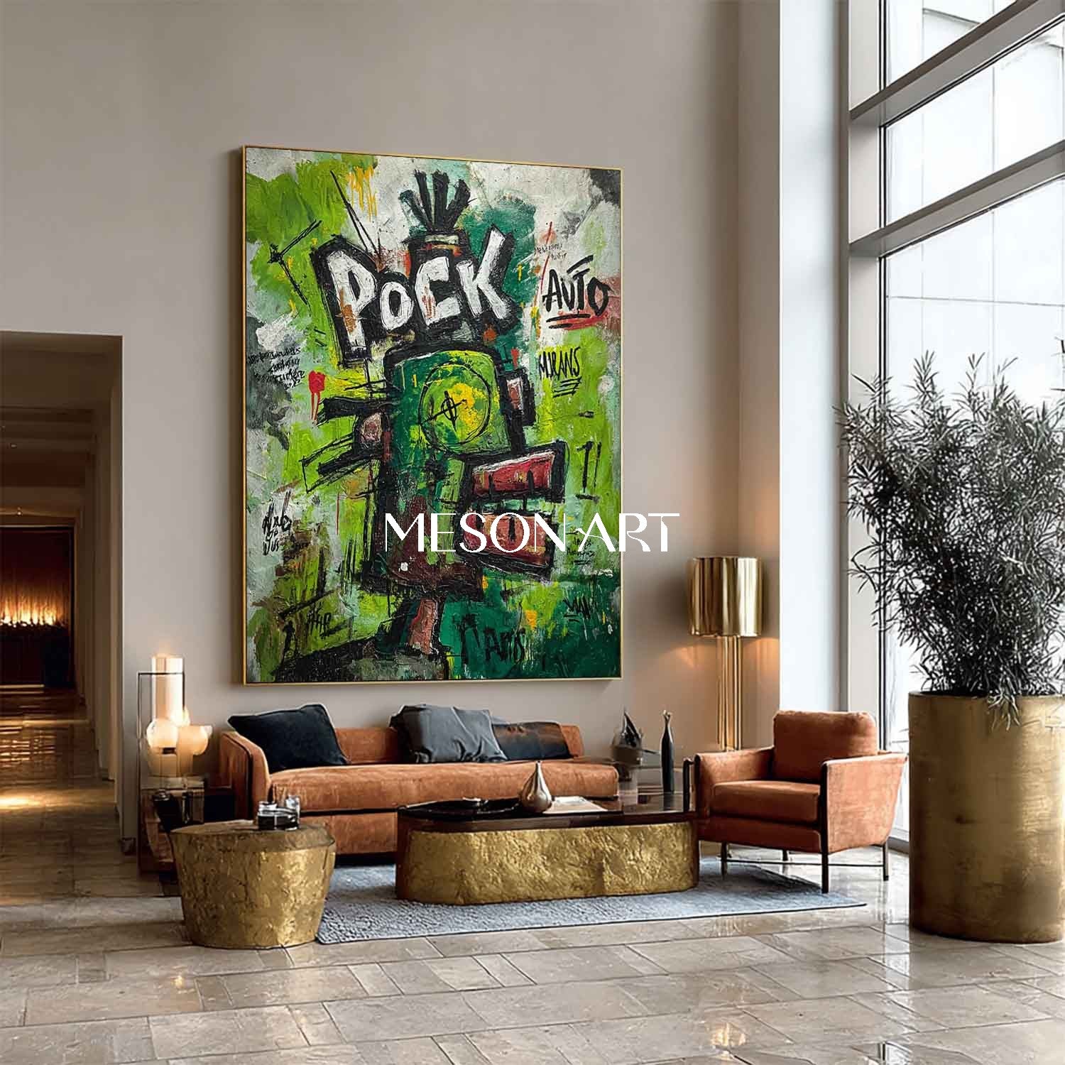 Abstract Graffiti Expressionist Painting Basquiat Inspired Wall Art