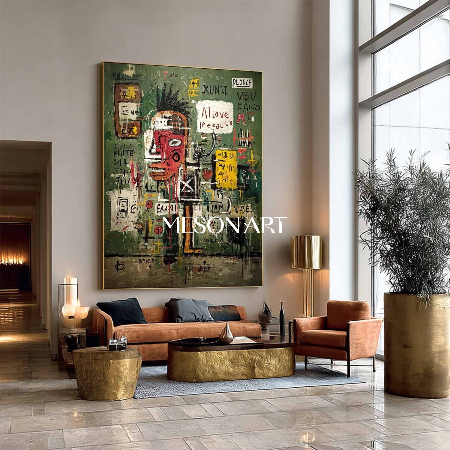 Abstract Graffiti Expressionist Painting Basquiat Inspired Wall Art