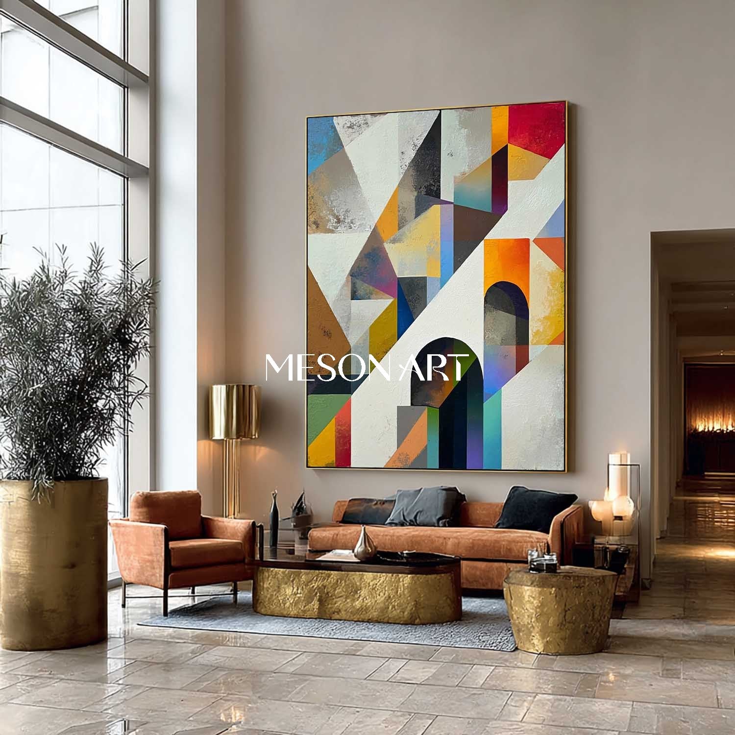 Shop Large Architectural Geometry Wall Art Canvas Painting Living Room
