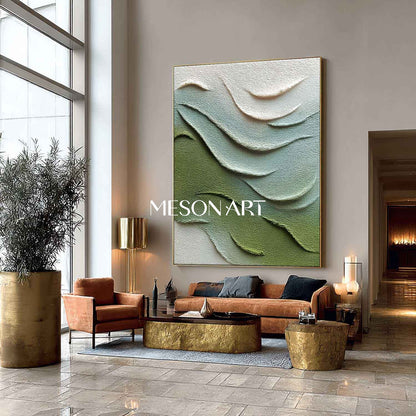 Green Abstract Texture Painting Fireplace Green Abstract Canvas Wall Art