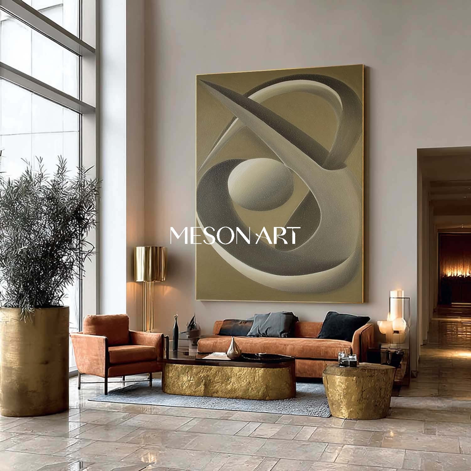 Modern Geometric Impasto Hand Painted Framed Wall Art Entryway On Sale