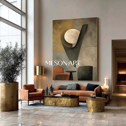 Large Framed Abstract Gray Oil Painting Handmade Office Wall Art Online