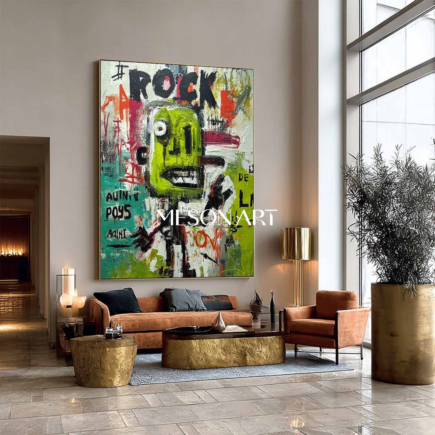 Neo Expressionist Green Abstract Painting Contemporary Art Canvas