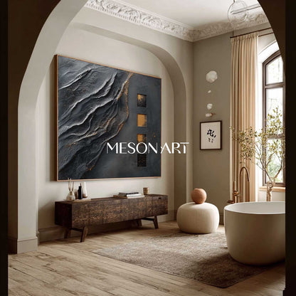 Buy Black and Gold Textured Abstract Art for Living Room or Entryway