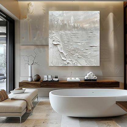 White Plaster Abstract Texture Painting White Abstract Textured Wall Art White Plaster Art Canvas