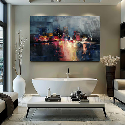 New York Night Scene Colorful Painting City Night Scene Canvas Art for Sale City Night Scene Wall Art