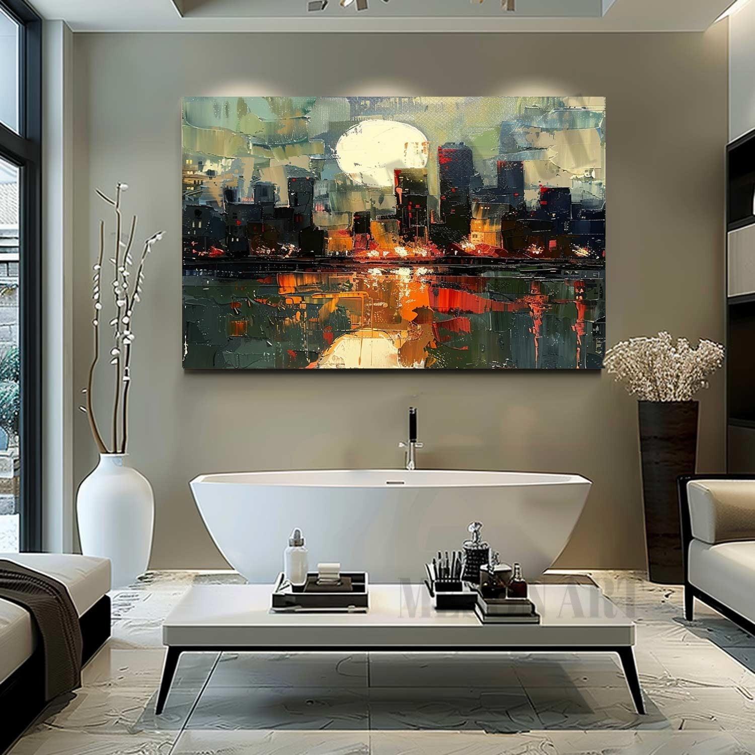 City Sunrise Abstract Colorful Painting City Sunrise Canvas Art for Sale City Sunrise Wall Art