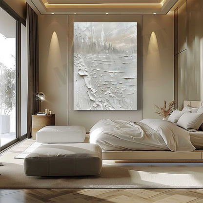 White Plaster Abstract Texture Painting White Abstract Textured Wall Art White Plaster Art Canvas