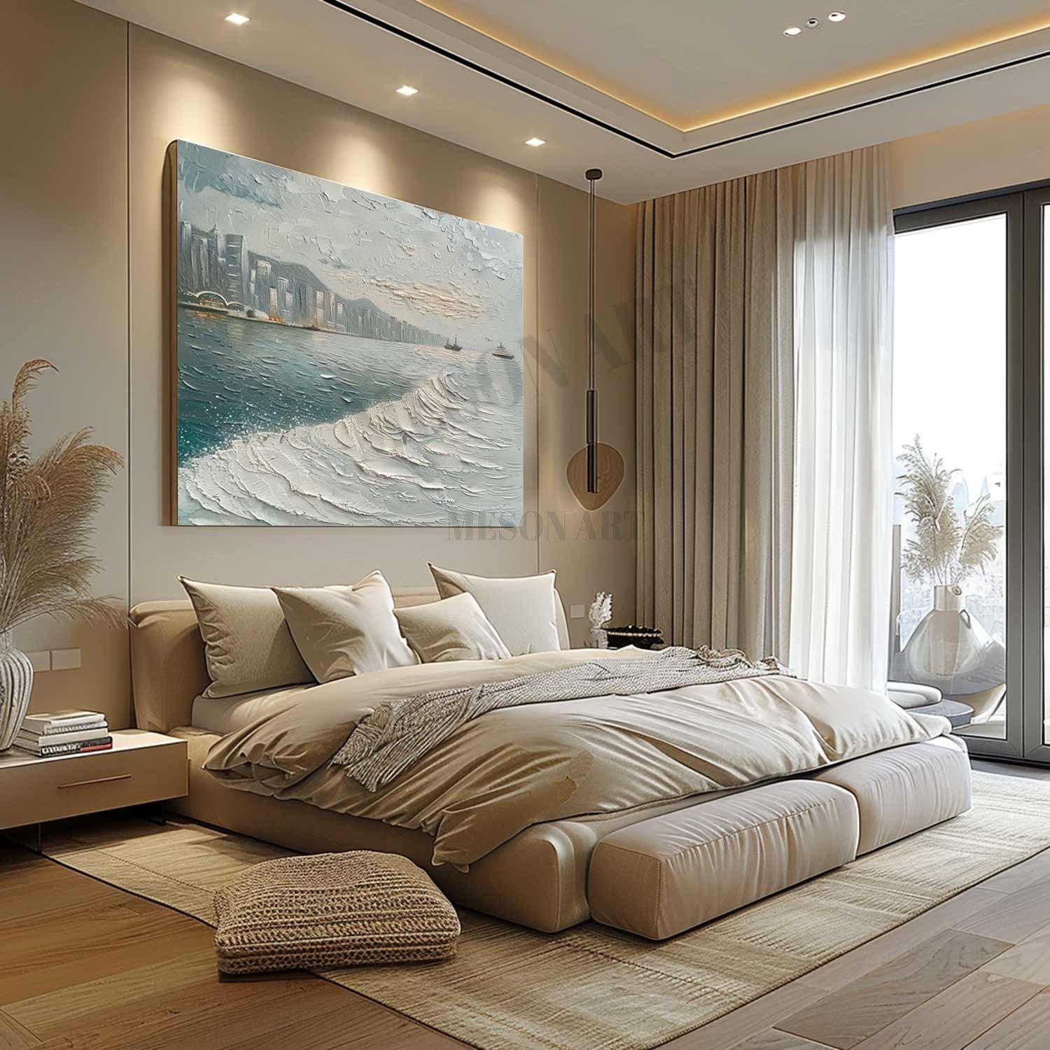 Hong Kong Victoria Harbour Abstract Canvas Art Victoria Harbour Snow City Landscape Wall Art Snow City Painting