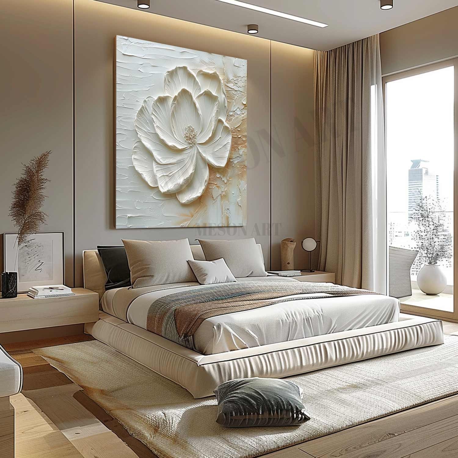 Lotus Flower Painting for Sale Lotus Flower Plaster Texture Art Lotus Flower Canvas Wall Art Decor