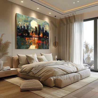 City Sunrise Abstract Colorful Painting City Sunrise Canvas Art for Sale City Sunrise Wall Art