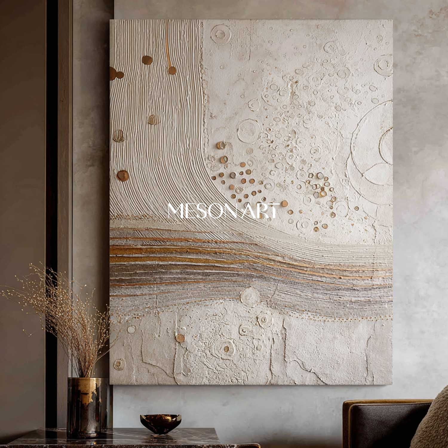 Boho Wall Art – Eclectic Handmade Art Canvas for Modern Living Room Spaces
