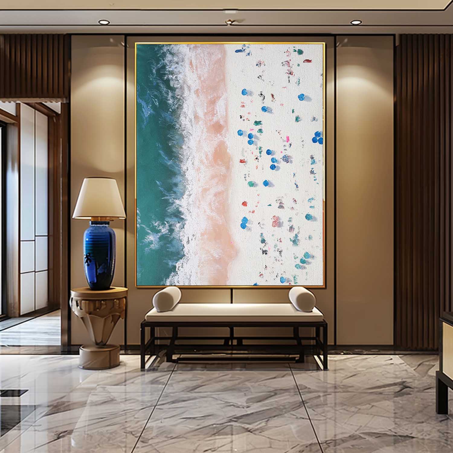 White Beach Wall Art White Coast Theme Oil Painting Wave Beach Abstract Canvas Texture Wall Art