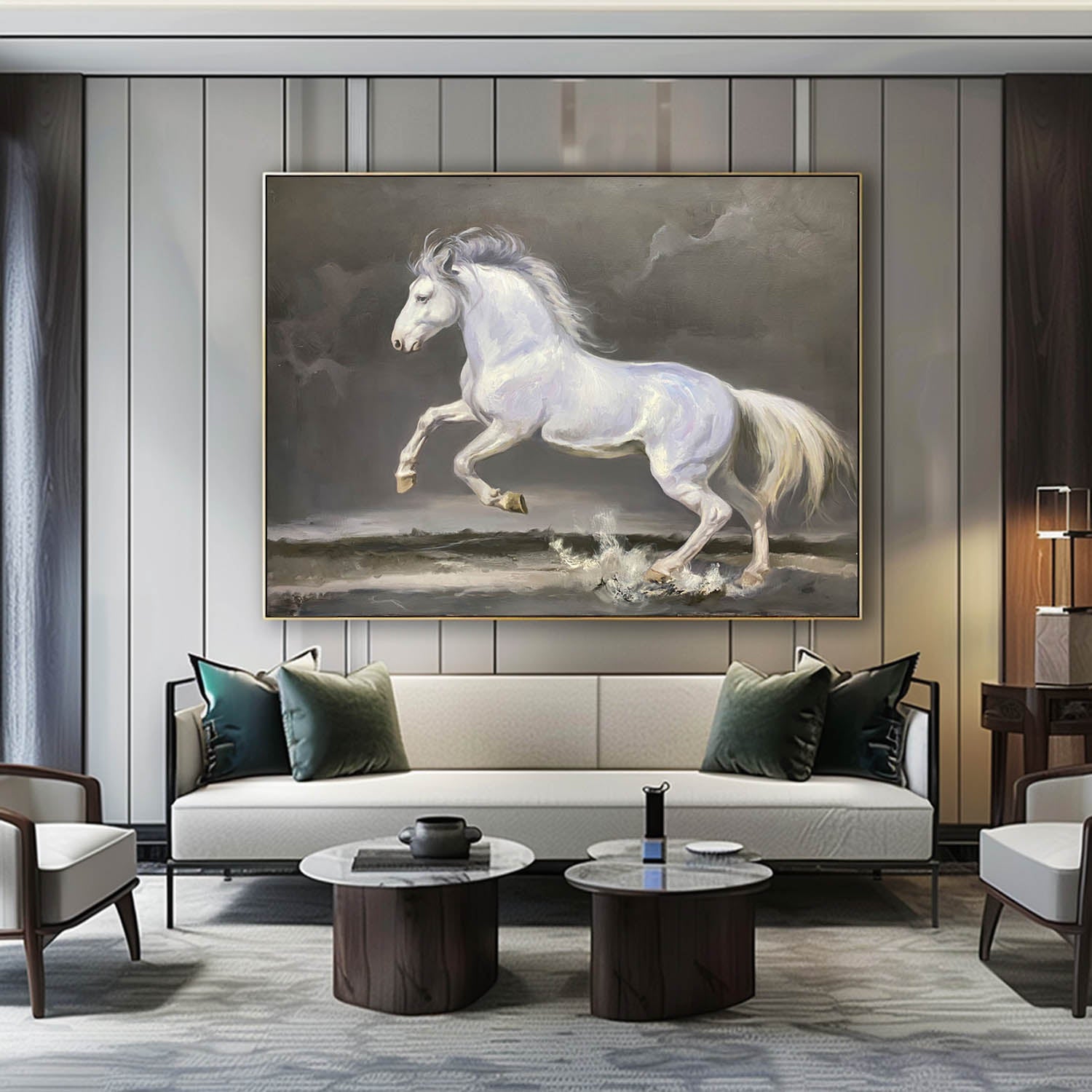 White Horse Oil Painting Hyperrealistic White Horse Art Realistic Horse Wall Art White Horse Canvas Art