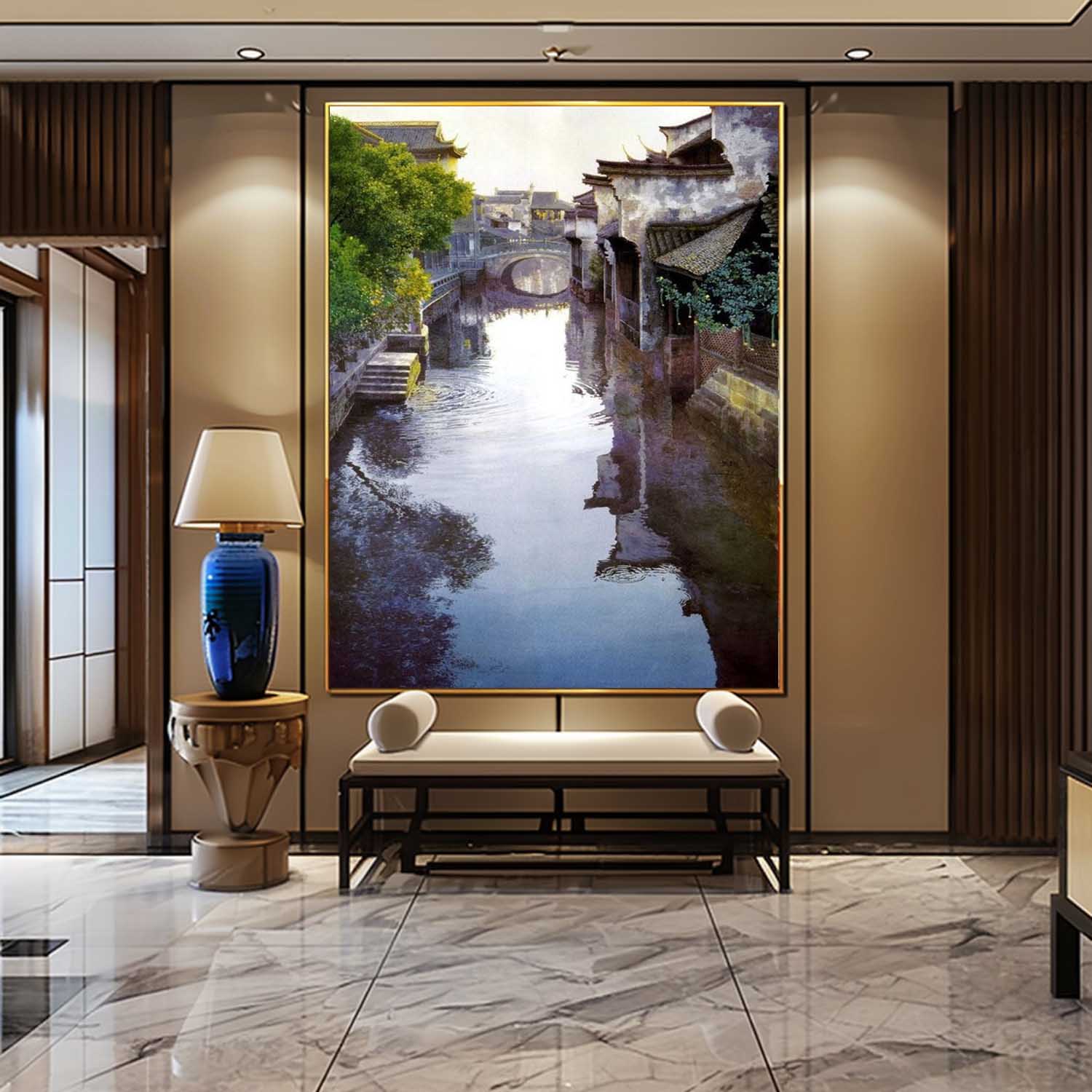 Large Watertown Oil Painting Watertown Canvas Wall Art Super Realistic Watertown Art for Sale