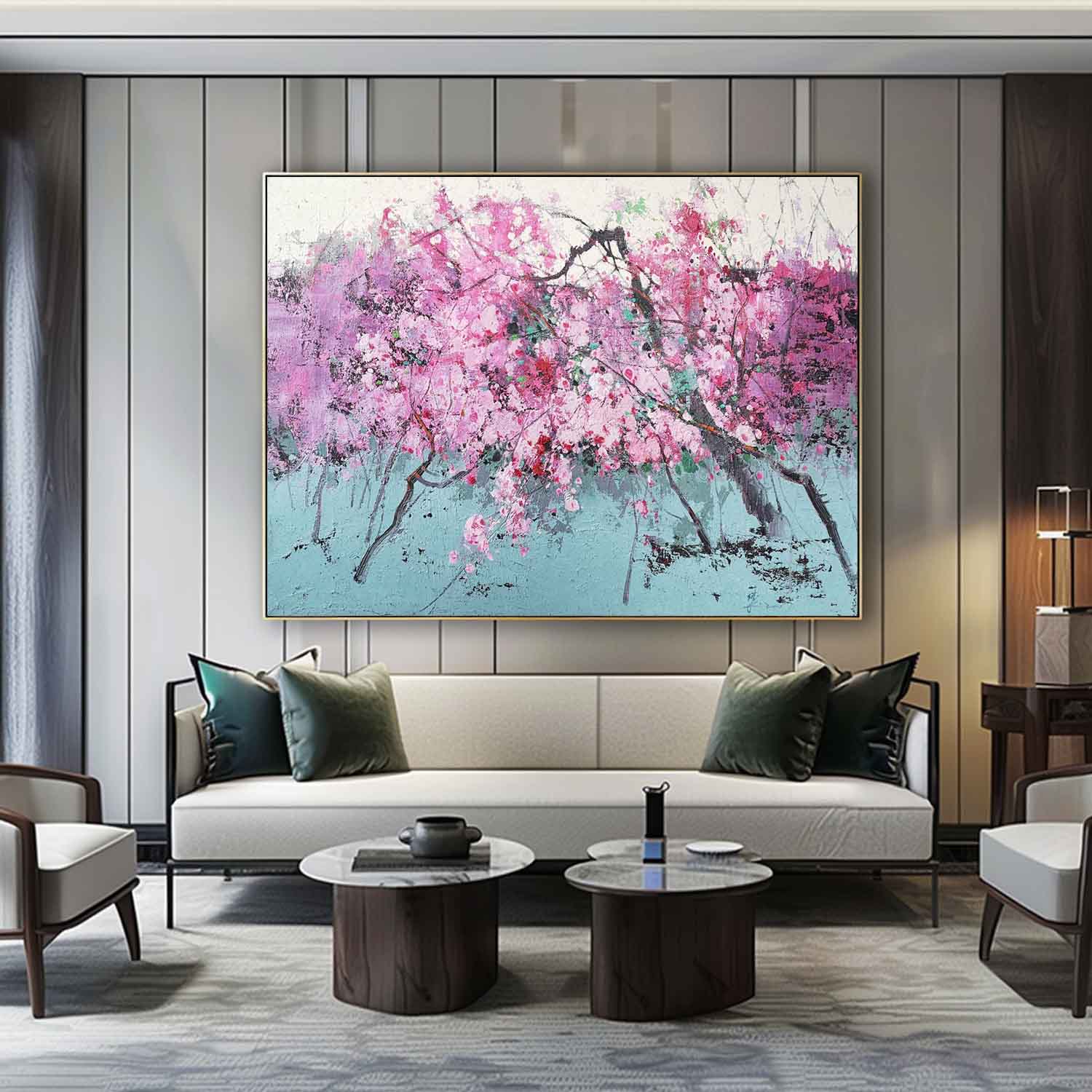Large Pink Plum Blossom Oil Painting Pink Plum Blossom Wall Art Decoration Plum Blossom Canvas Art