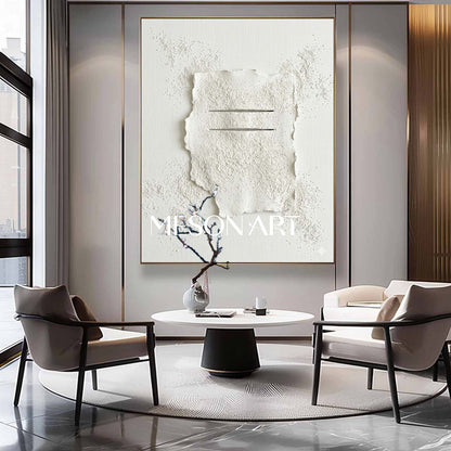 Contemporary Nordic Style Textured Wall Hanging, Modern Living Room Art, Large Hand-Painted Plaster Relief